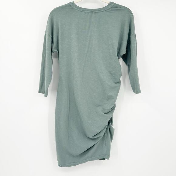 Anthropologie Sundry Womens Fall 3/4 Sleeve Shirred Mini Dress Size L Moss Green - Picture 7 of 7